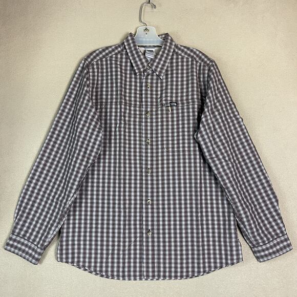 The North Face Shirt Mens M Brown Plaid Long Sleeve Zip Pocket Button Up - Picture 1 of 12